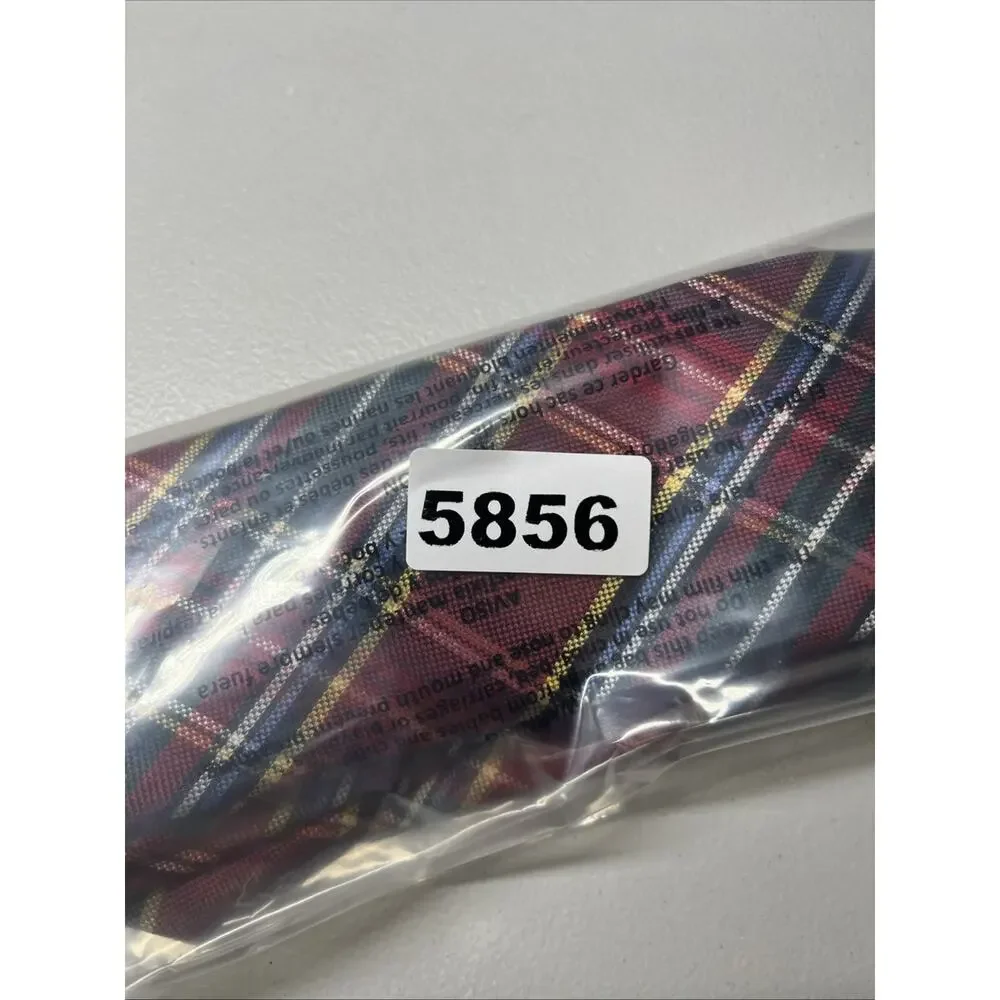 JoS A Bank Silk Tie Red Tartan Plaid Mens Necktie 2 7/8